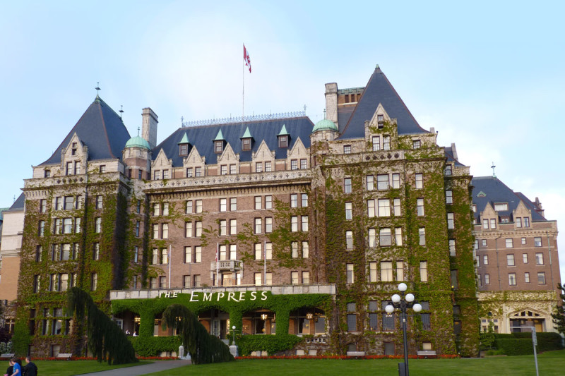 See the iconic Empress Hotel - covered in vines during the day and twinkling lights at night.