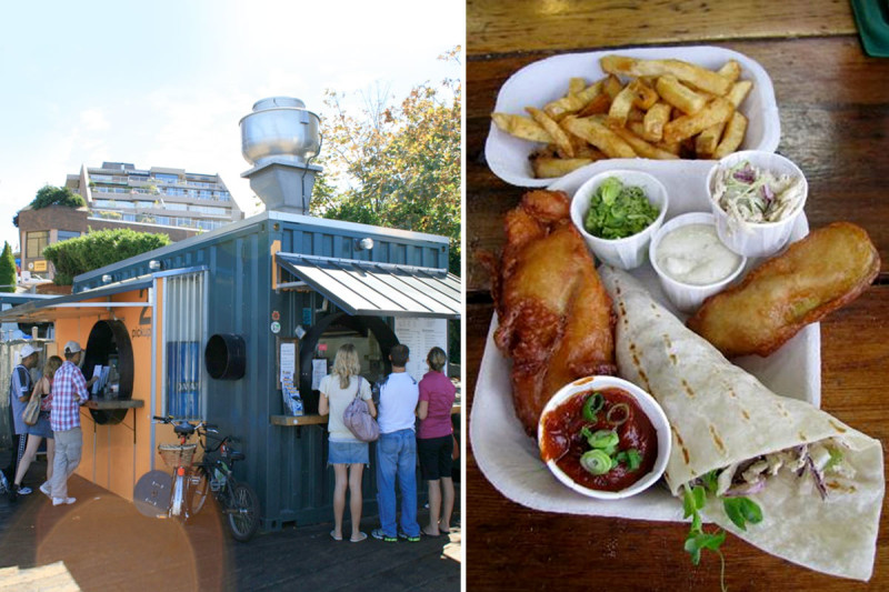 Tucked away in an old shipping container is one of Victoria's best fish and chip shops - Red Fish-Blue Fish - find it right on the harbour walk! 
